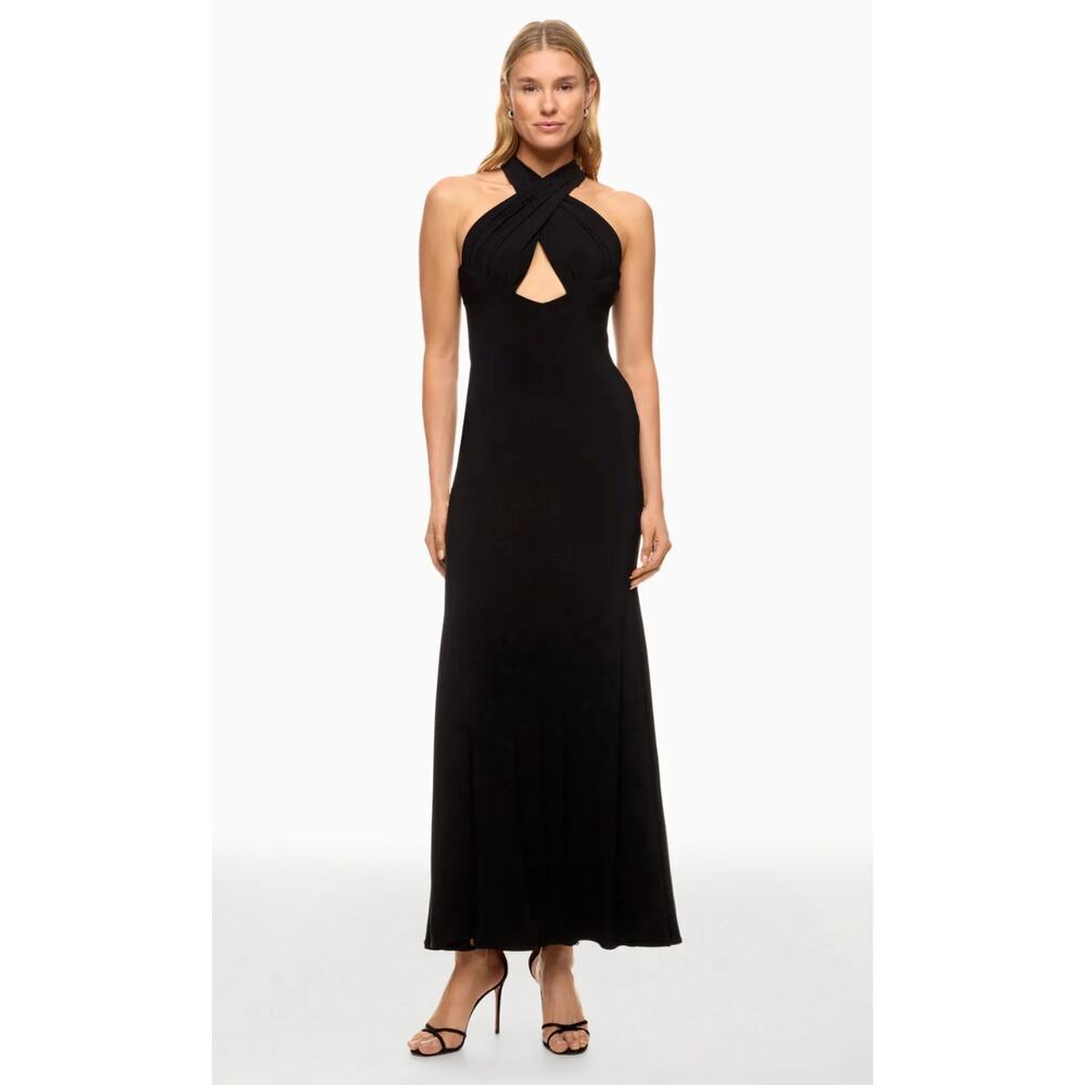 Ieena for Mac Duggal Black Keyhole Halter Gown Size 4